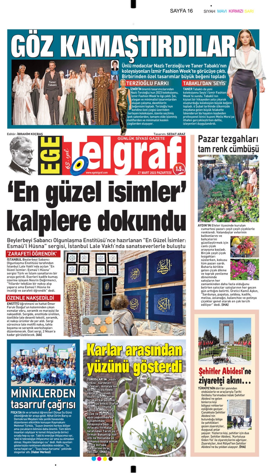 Ege Telgraf Gazetesi / 27 Mart 2023